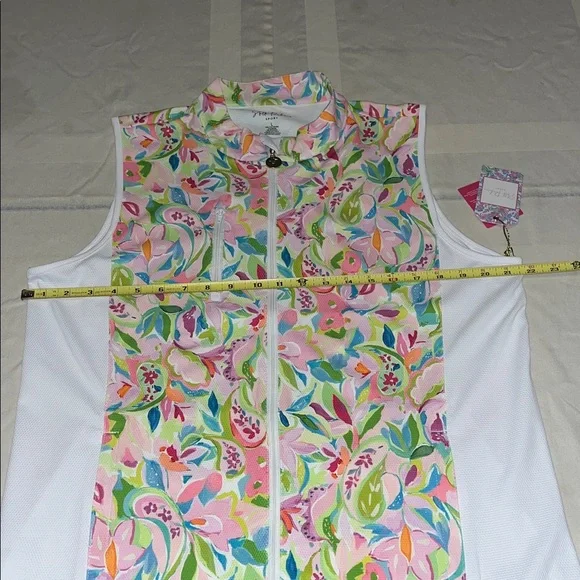 NWT Stella Parker Sport Floral Vine Sleeveless Polo UPF 50 Sun Protection Size L - Picture 4 of 10